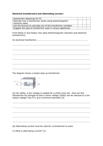 AQA P3 How transformers work 