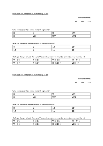 Roman numerals worksheet with answers pdf image