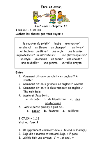 French Teaching Resources Dvd Film Worksheet School Etre Et Avoir Teaching Resources