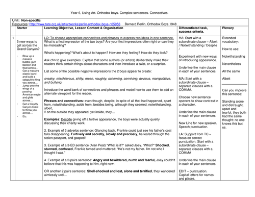 KS2 Complex sentences, sentence types and connectives