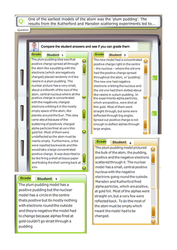 Plum pudding model grade student answers