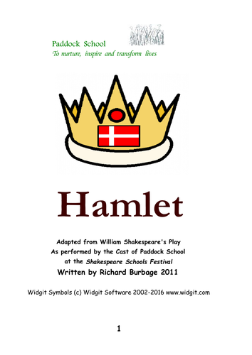 Hamlet (2011): Simple script with Widgit symbols for actors with learning difficulties