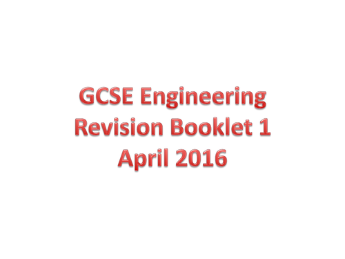 2016 AQA GCSE Engineering revision starting booklet