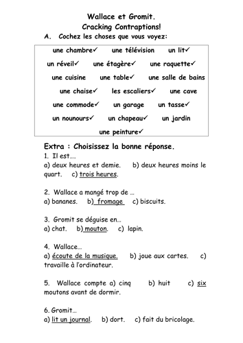 French Teaching Resources: Furniture & Rooms Revision: Wallace & Gromit!