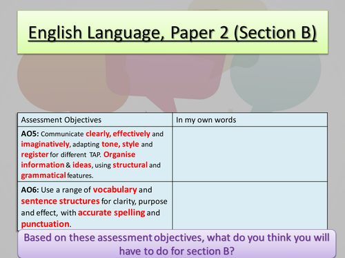 AQA Language paper 2, section B | Teaching Resources