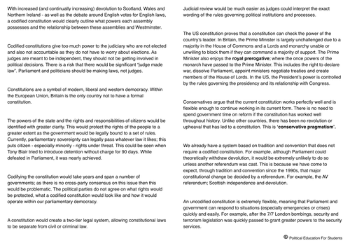 Should Britain have a codified constitution?