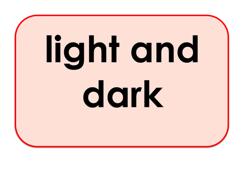 Light and Dark - Games and Activities Supporting Scientific Vocabulary