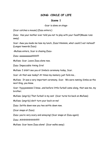 The Lion King Full script For School Production