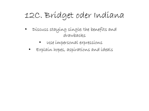 AQA AS German Ehe und Partnerschaft12C Bridget oder Indiana