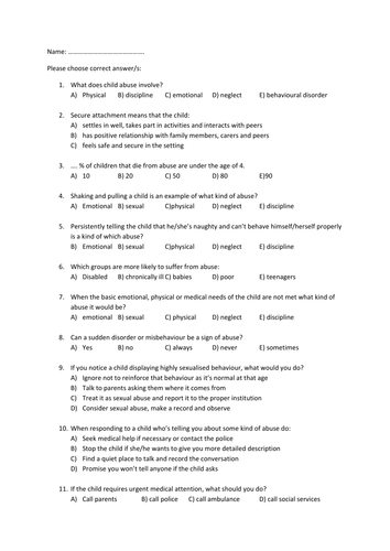 safeguarding quiz