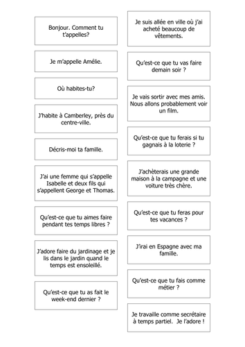 French Question & Answer Matching Cards (General) Teaching Resources.