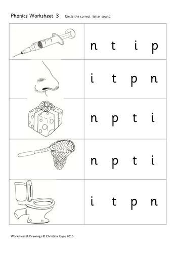 Phonics Picture Match 3:  T P I N