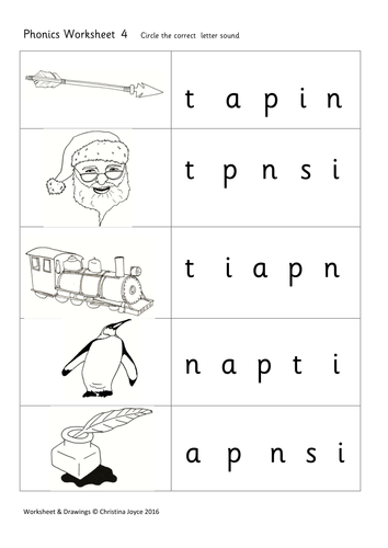 phonics picture match 4 s a t p i n by beemistress teaching