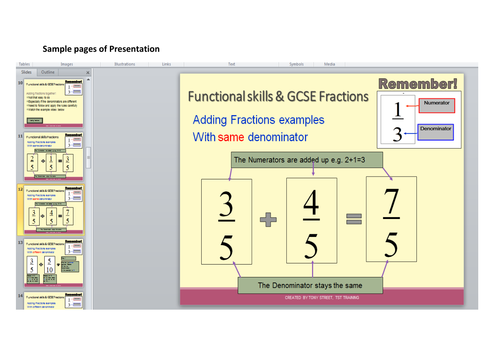 Functional skill Maths Fractions