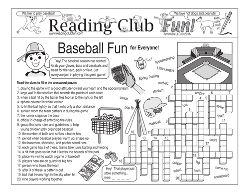 Baseball Fun for Everyone Two-Page Activity Set