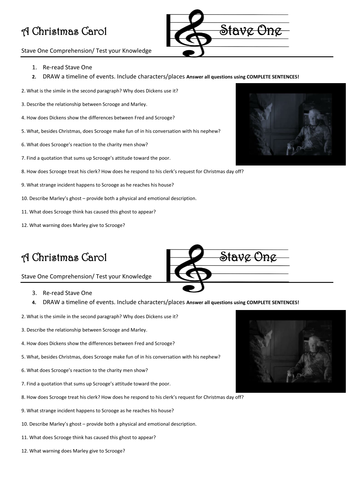 A Christmas Carol STAVE 1 Comprehension/ test your Knowledge questions | Teaching Resources