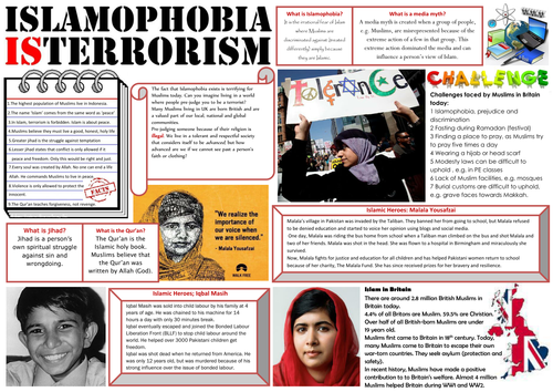 Islamophobia Anti-Discrimination Learning Mat Information Sheet plus a differentiated version