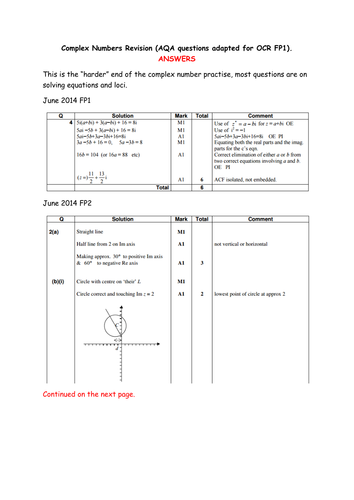 OCR FP1 Complex Number Practise