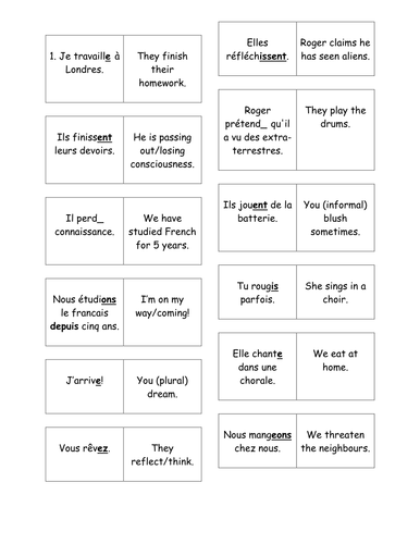 French Teaching Resources. The Present Tense Dominoes.