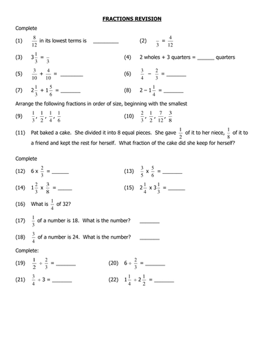 Fractions Revision