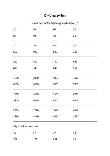 Dividing by Ten
