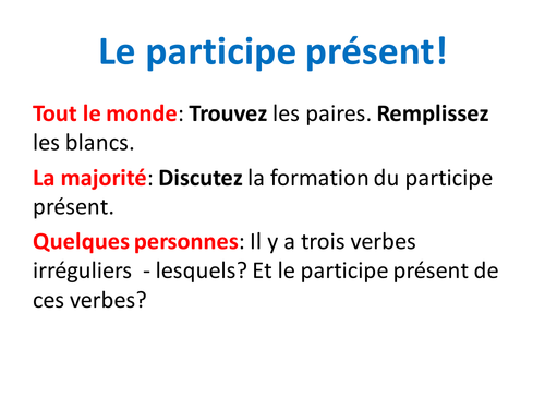French Teaching Resources. The Present Participle.