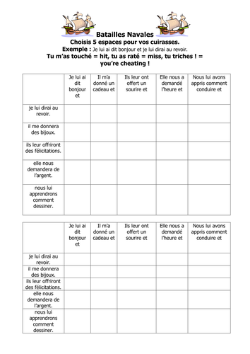 French Teaching Resources. Indirect Object Pronouns Game.