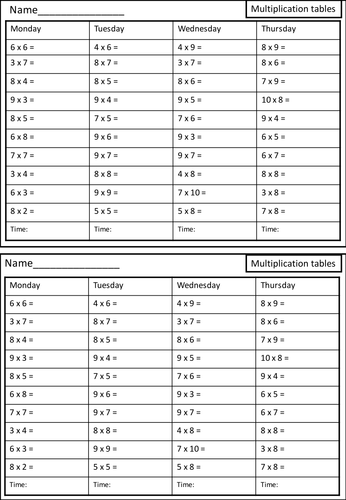 mental maths homework sheets teaching resources