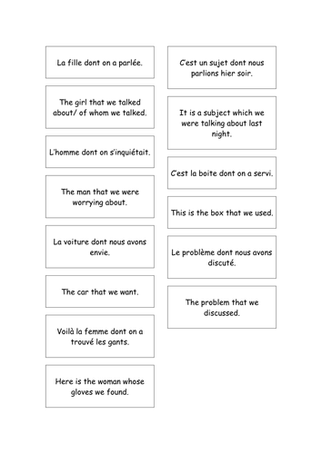 French Teaching Resources. Relative Pronouns.