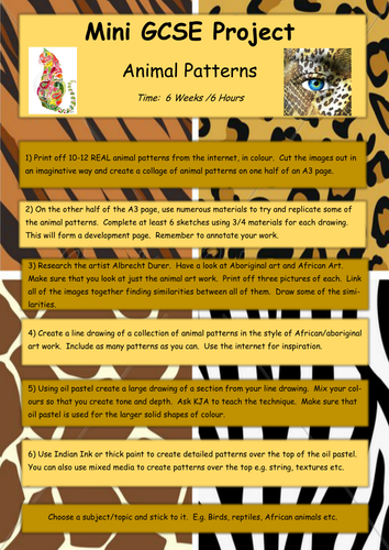 Year 9 Mini GCSE Projects in preparation for GCSE Art in Year 10