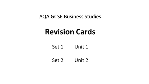 Business Revision Cards AQA GCSE Unit 1 and 2