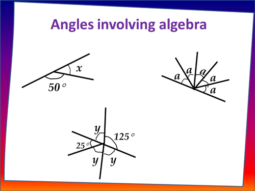 Fairground angles - calculating around a point, on a straight line, involving algebra
