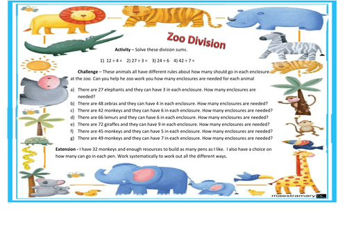 Zoo Themed Division - Year 3