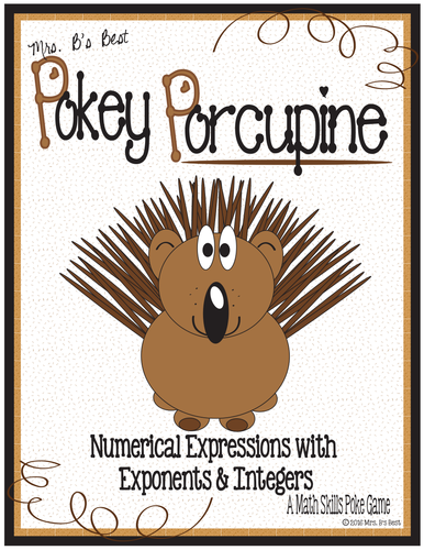 Pokey Porcupine Poke Cards: Numerical Expressions with Exponents & Integers