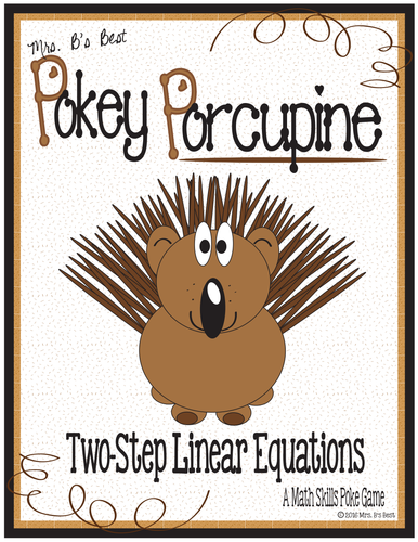 Pokey Porcupine Poke Cards: Two-Step Linear Equations