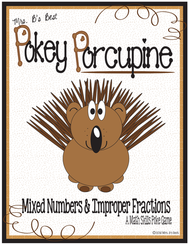 Pokey Porcupine Poke Cards: Mixed Numbers & Improper Fractions