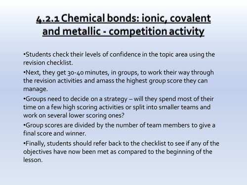 New AQA GCSE Trilogy 4.2.1 Chemical Bonds Revision Competition