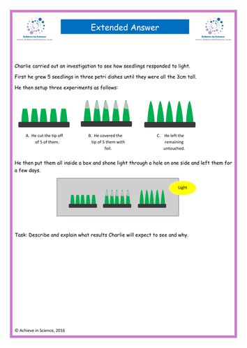 GCSE Core Science Revision Materials for plant hormones and auxins