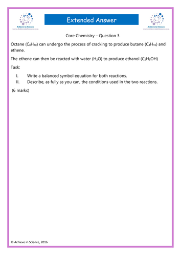 GCSE C1 Extended questions on oils and seperation