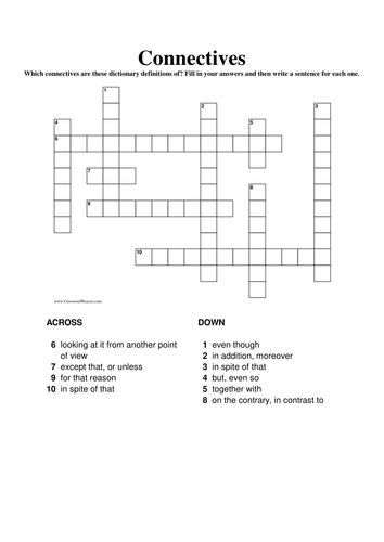 Connectives Crossword