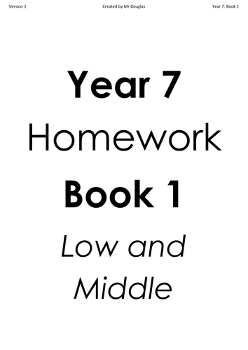Year 7 and Year 8 Homework Books