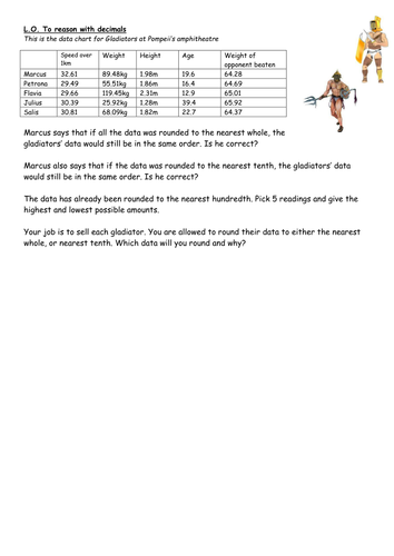 Reasoning with decimals (includes answers)