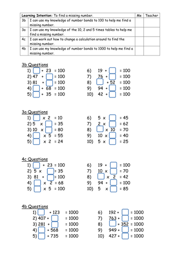 Level 3-5 (Year 3-6) Beginning algebra