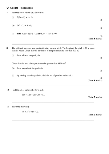 Core 1 Mathematics - Set of worksheets with answers