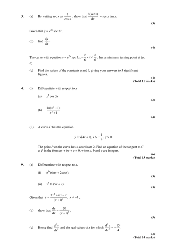 Core 3 Mathematics - Set of worksheets with answers 