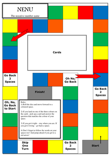 Negative Numbers board game