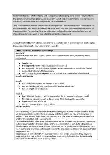 Finance Revision for GCSE Business Studies (Edexcel)