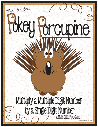 Pokey Porcupine Poke Cards: Multiply a Multiple Digit by Two-Digits