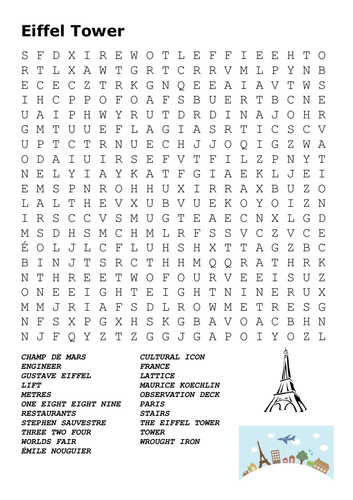 The Eiffel Tower Word Search | Teaching Resources