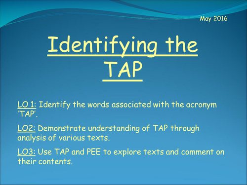 GCSE English Language - Identifying the TAP 